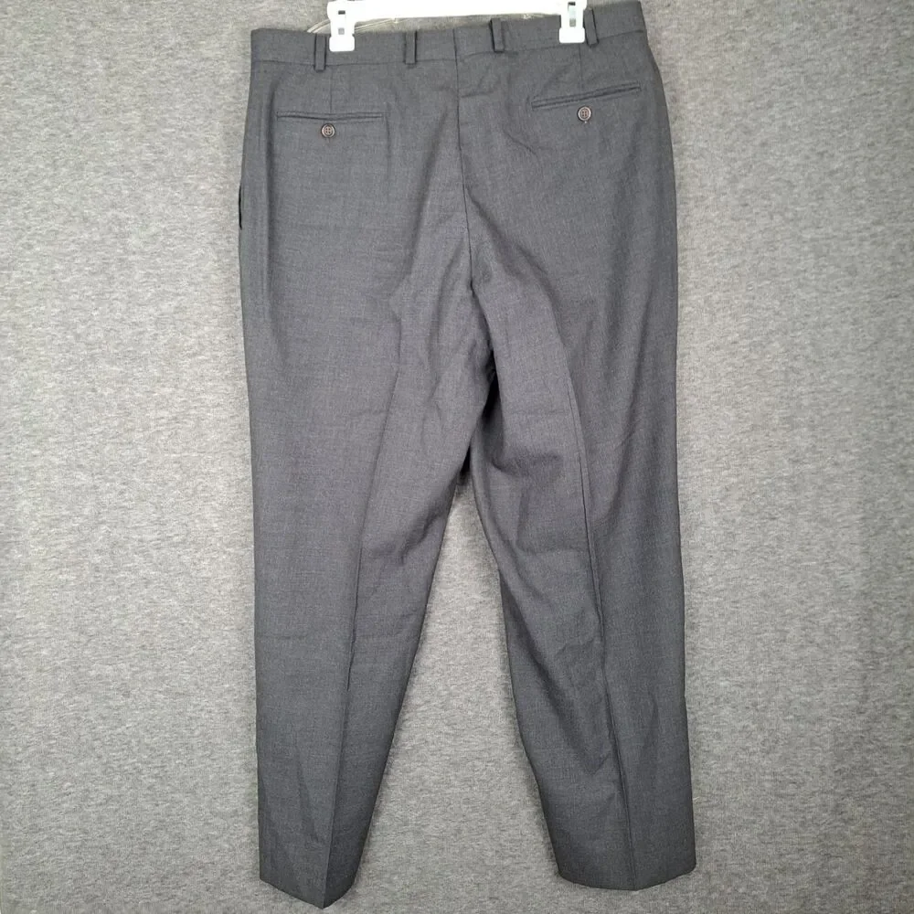 VTG Chaps Ralph Lauren 100% Wool Trousers Flat Mens Pants 35x29 Medium Gray - Picture 2 of 8
